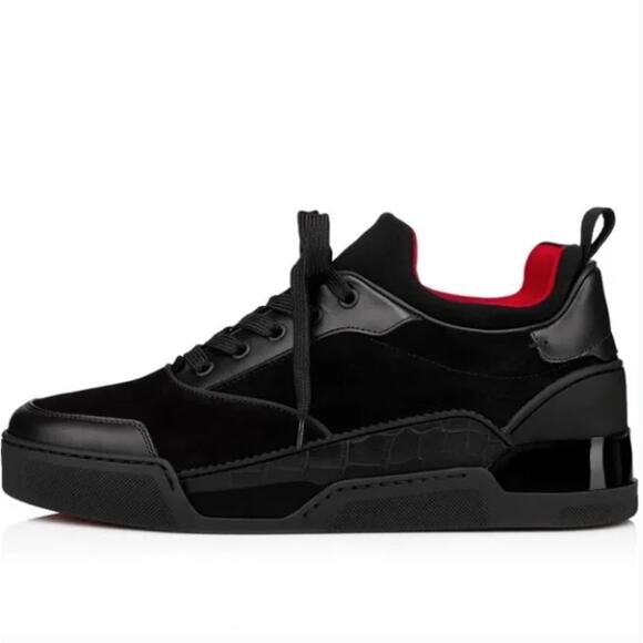 CHRISTIAN LOUBOUTIN Aurelien Suede Leather Sneakers Black Sz 43 / 10